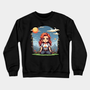 Pixel Girl Sun Crewneck Sweatshirt